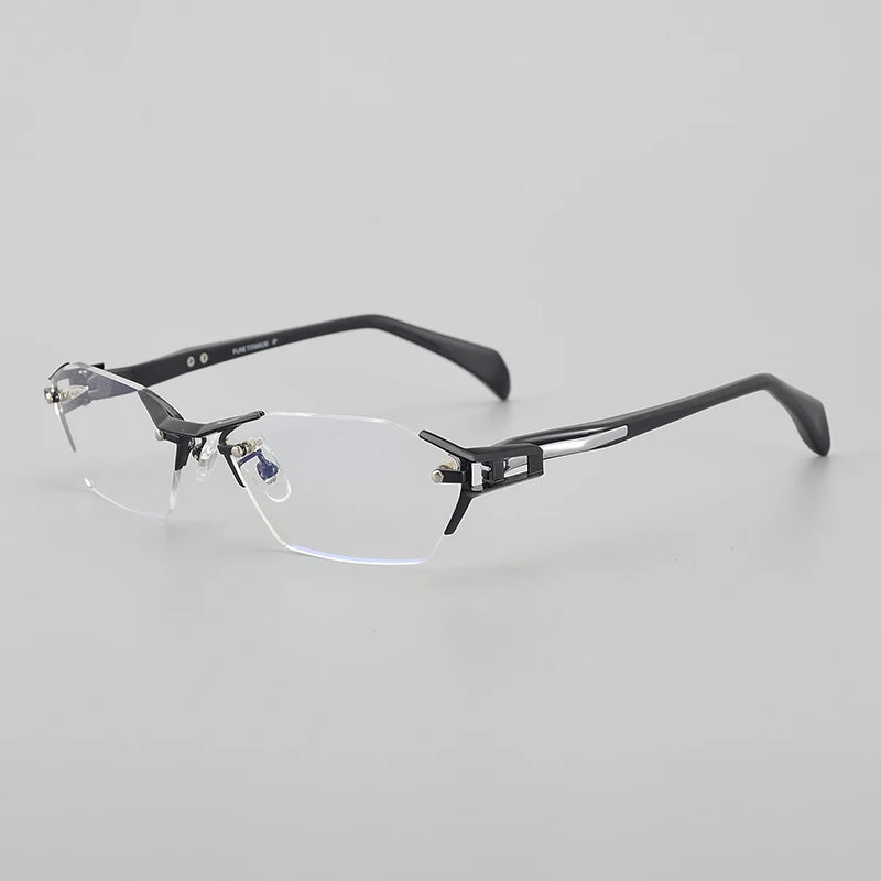 Frameless Men Business IP Titanium Eye Glasses Frame  Myopia Optical Prescription Eyeglasses Classic Handmade Acetate Eyewear