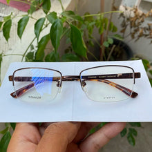 Load image into Gallery viewer, France Brand Rectangular Pure Titanium Spectacles Half Rim Men/Women  Myopia/Progressive Brown/Grey Stock Clearance