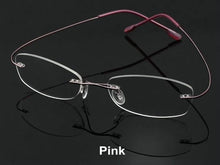 Load image into Gallery viewer, Free Shipping Ultra-light Rimless Rim Frame Non-screw Memory Titanium Flexible Eye Glasses Prescription Spectacle Optical Frame