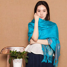 Load image into Gallery viewer, From India Scarf Paisley Tippet Oversize Ethnic Bufandas 100% Cotton Winter Scarves Turquoise Echarpe 200*70cm