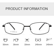 Load image into Gallery viewer, Full Rim Rectangle Spectacles with Spring Hinges Alloy Frame Eye Glasses Men Business Style Myopia Eyewear