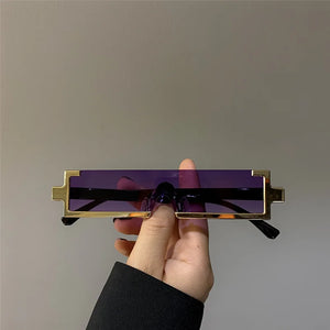 Future Sense of Technology Sunglasses Women Y2K Rimless Rectangle Shades Gradient UV400 Men One Piece Sun Glasses 2024