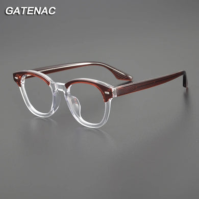 Gatenac Vintage Acetate Glasses Frame Men Japan Prescription Myopia Eyeglasses Frame Women Retro   Brand Spectacles Eyewear