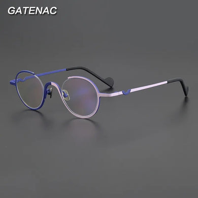 Gatenac Vintage Pure Titanium Glasses Frame Men Round Luxury Designer Prescription Eyeglasses Women Retro Myopia Optical Eyewear