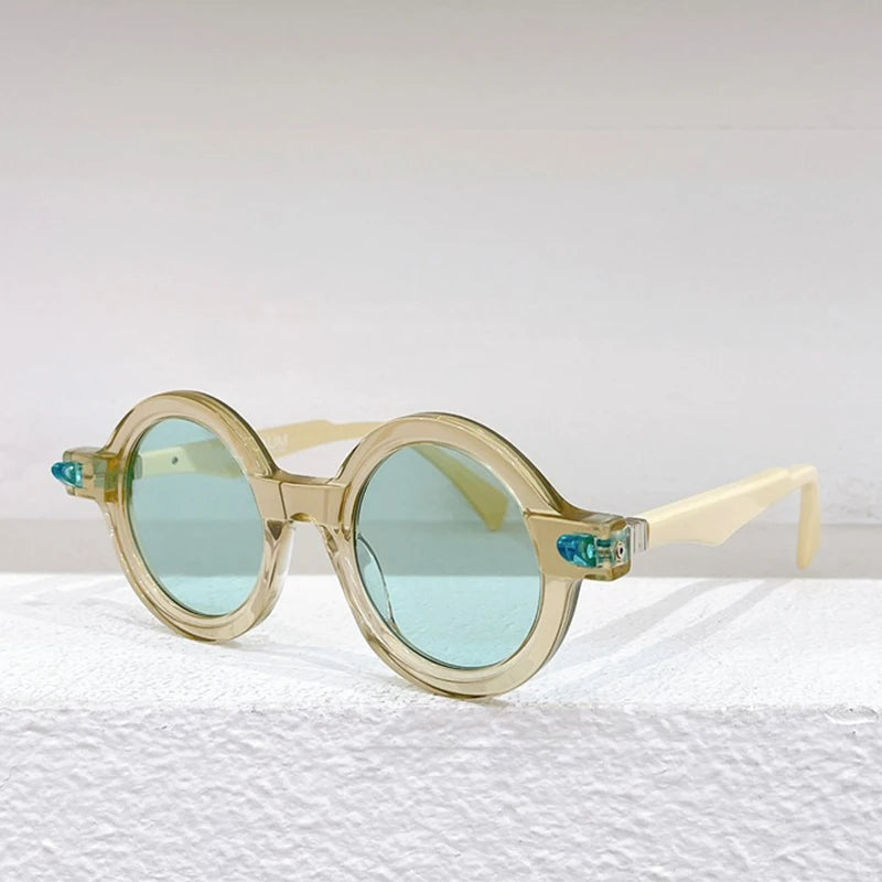 Germany Acetate Maske Q7 Brand Sunglasses Round KUB Handmade Men Sun Glasses Original Classical Retro Eyeglasses for Women
