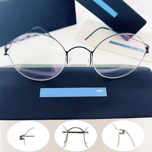 Glasses Frame Men Titanium Screwless Eyewear Prescription Eyeglasses Frames Women Retro Round Myopia Optical Lens Denmark Korean