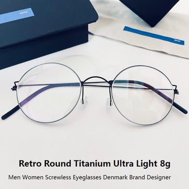 Glasses Frame Men Titanium Screwless Eyewear Prescription Eyeglasses Frames Women Retro Round Myopia Optical Lens Denmark Korean