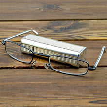 Load image into Gallery viewer, Glasses Material Lenses Foldable Antenna Reading Glasses with Golden Case +1 +1.5 +2 +2.5 +3 +3.5 +4