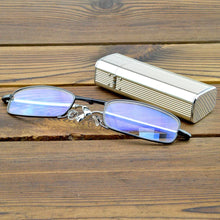 Load image into Gallery viewer, Glasses Material Lenses Foldable Antenna Reading Glasses with Golden Case +1 +1.5 +2 +2.5 +3 +3.5 +4