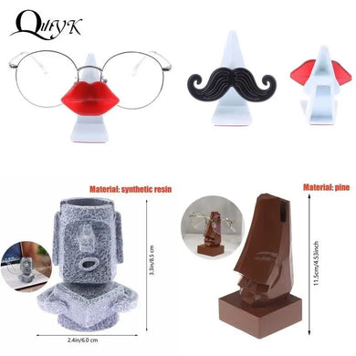 Glasses Stand Sunglasses Holder Lip Beard Easter Island Head Shape Home Funny Desk Decor Spectacle Holding Bracket Glasses Stand