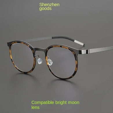 Glasses of the Same Style Jian Dan Linde 9704 Pure Titanium Round Light with Myopia Anti Blue Light anti Fog GlassesFframe