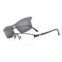 Load image into Gallery viewer, Gmei Optical Semi Rimless Optical Men&#39;s Eyeglasses Frame With Magnetic Clip-on Sunshades Metal Alloy Spectacles Eyewear