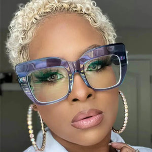 Gradient Square Optical Glasses Women Thick Frame Anti Blue Glasses Myopia Prescription Eyeglasses Frames Ladies Blu-ray Glasses