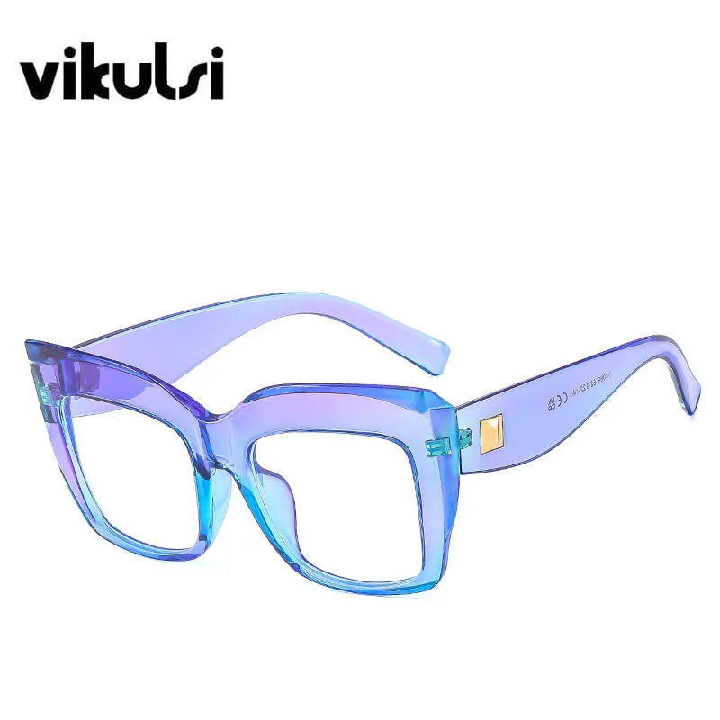 Gradient Square Optical Glasses Women Thick Frame Anti Blue Glasses Myopia Prescription Eyeglasses Frames Ladies Blu-ray Glasses