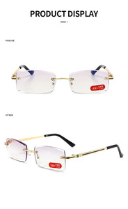 seemfly +1.0 1.5 4.0 Frameless Reading Glasses Men Classic Square Anti Blue Presbyopic Titanium Alloy Business Far sight Eyewear