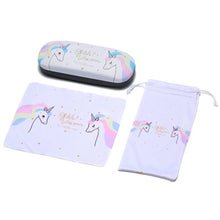 Load image into Gallery viewer, 1set Protable Unicorn Kawaii Cute Cartoon Glasses Box With Bags And Glasses Cloth Spectacle Case Gift