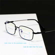 Load image into Gallery viewer, seemfly Vintage Blue Light Blocking Men Reading Glasses TR90 Memory Titanium Alloy Presbyopia Eyewear Lenses +1.0 +1.5 +2.0 +2.5