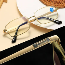 Load image into Gallery viewer, seemfly Portable Women's Reading Glasses Metal Anti Blue Ray Computer Eyeglasses Men Presbyopia Far sight Goggle +1 1.5 2 2.5 +4