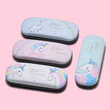 Load image into Gallery viewer, 1set Protable Unicorn Kawaii Cute Cartoon Glasses Box With Bags And Glasses Cloth Spectacle Case Gift