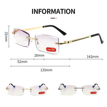 Load image into Gallery viewer, seemfly +1.0 1.5 4.0 Frameless Reading Glasses Men Classic Square Anti Blue Presbyopic Titanium Alloy Business Far sight Eyewear