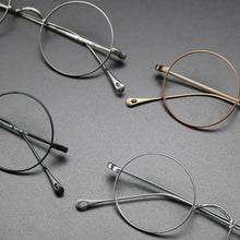 Load image into Gallery viewer, Vintage Pure Titanium Eyeglasses Frame Men Small Round Myopia Prescription Optical Glasses Frame Women Retro Luxury Eyewear