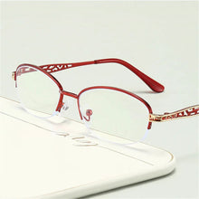 Load image into Gallery viewer, seemfly Red Metal Anti-Blue Light Presbyopia Reading Glasses  Women Diopter +1 +1.5 +2 +2.5 +3 Retro Eyewear Spectacle Female