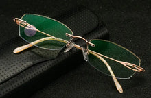 Carica l&#39;immagine nel visualizzatore di Gallery, Reven Jate Titanium Rimless Diamond Cutting Woman Glasses Frame Optical Prescription Eyeglasses Woman Eyewear 1806