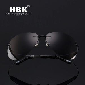 HBK 2019 Ultralight Square Titanium Polarized Sunglasses Rimless Driving Pilot Sun Glasses Oculos De Sol UV400 Gift PM0074