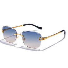 Carica l&#39;immagine nel visualizzatore di Gallery, HBK 2023 New Small Square Rimless Sunglasses Women Men UV400 Wave Cutting Frameless Sun Glasses For Man Shade Eyeglass