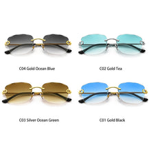Carica l&#39;immagine nel visualizzatore di Gallery, HBK 2023 New Small Square Rimless Sunglasses Women Men UV400 Wave Cutting Frameless Sun Glasses For Man Shade Eyeglass