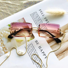 Carica l&#39;immagine nel visualizzatore di Gallery, HBK Rimless Sunglasses Women TOP QUALITY Trendy Small Rectangle Sun Glasses Summer Style UV Gold Brown Shades for men