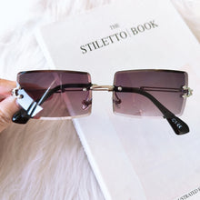 Carica l&#39;immagine nel visualizzatore di Gallery, HBK Rimless Sunglasses Women TOP QUALITY Trendy Small Rectangle Sun Glasses Summer Style UV Gold Brown Shades for men