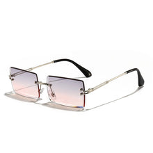 Carica l&#39;immagine nel visualizzatore di Gallery, HBK Rimless Sunglasses Women TOP QUALITY Trendy Small Rectangle Sun Glasses Summer Style UV Gold Brown Shades for men