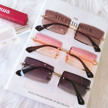Carica l&#39;immagine nel visualizzatore di Gallery, HBK Rimless Sunglasses Women TOP QUALITY Trendy Small Rectangle Sun Glasses Summer Style UV Gold Brown Shades for men