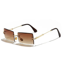 Carica l&#39;immagine nel visualizzatore di Gallery, HBK Rimless Sunglasses Women TOP QUALITY Trendy Small Rectangle Sun Glasses Summer Style UV Gold Brown Shades for men