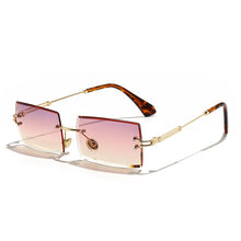 Carica l&#39;immagine nel visualizzatore di Gallery, HBK Rimless Sunglasses Women TOP QUALITY Trendy Small Rectangle Sun Glasses Summer Style UV Gold Brown Shades for men