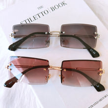 Carica l&#39;immagine nel visualizzatore di Gallery, HBK Rimless Sunglasses Women TOP QUALITY Trendy Small Rectangle Sun Glasses Summer Style UV Gold Brown Shades for men