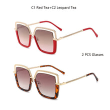 Carica l&#39;immagine nel visualizzatore di Gallery, HBK Luxury High Quality Women&#39;s Sunglasse Alloy Chain Case Sunglasses Brand Design Female Shades Ladies Eyeglasses UV400