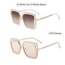 Carica l&#39;immagine nel visualizzatore di Gallery, HBK Luxury High Quality Women&#39;s Sunglasse Alloy Chain Case Sunglasses Brand Design Female Shades Ladies Eyeglasses UV400