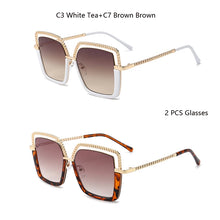 Carica l&#39;immagine nel visualizzatore di Gallery, HBK Luxury High Quality Women&#39;s Sunglasse Alloy Chain Case Sunglasses Brand Design Female Shades Ladies Eyeglasses UV400