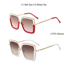 Carica l&#39;immagine nel visualizzatore di Gallery, HBK Luxury High Quality Women&#39;s Sunglasse Alloy Chain Case Sunglasses Brand Design Female Shades Ladies Eyeglasses UV400