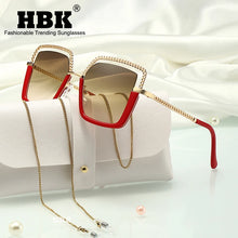 Carica l&#39;immagine nel visualizzatore di Gallery, HBK Luxury High Quality Women&#39;s Sunglasse Alloy Chain Case Sunglasses Brand Design Female Shades Ladies Eyeglasses UV400