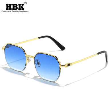 HBK Metal Luxury Square Women's Sunglasses Men New Brand Designer Semi-Rimless Glasses 2022 Ladies High Quality Eyewear