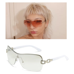 HBK New Diamond Exquisite Y2k Sunglasses Luxury Sexy Women Square Rimless Sun Glasses Clear Goggle Outdoor Style Lady