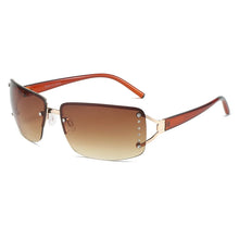 Carica l&#39;immagine nel visualizzatore di Gallery, HBK New Diamond Exquisite Y2k Sunglasses Luxury Sexy Women Square Rimless Sun Glasses Clear Goggle Outdoor Style Lady