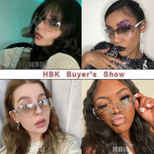 Carica l&#39;immagine nel visualizzatore di Gallery, HBK New Diamond Exquisite Y2k Sunglasses Luxury Sexy Women Square Rimless Sun Glasses Clear Goggle Outdoor Style Lady
