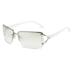 HBK New Diamond Exquisite Y2k Sunglasses Luxury Sexy Women Square Rimless Sun Glasses Clear Goggle Outdoor Style Lady