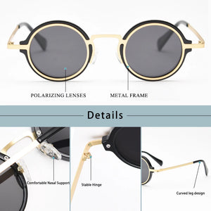 HBK Retro Round Polarized Sunglasses Personalized Punk Men Sun Glasses Shopping Party Fishing Preferred Eyewear Gift 2024