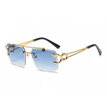 Load image into Gallery viewer, HBK Retro Wooden Square Sunglasses Man Personalized Design Golden Lion Decorative Sunglasses Female Business Party Glasses UV400