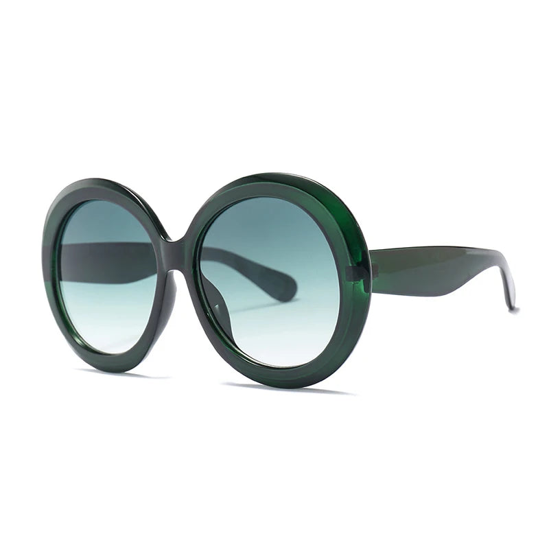 HBK Unisex Big Round Sunglasses Luxury Retro Oversized Shade for Women Men Brand Designer Good Quality Green Black UV400 Oculos